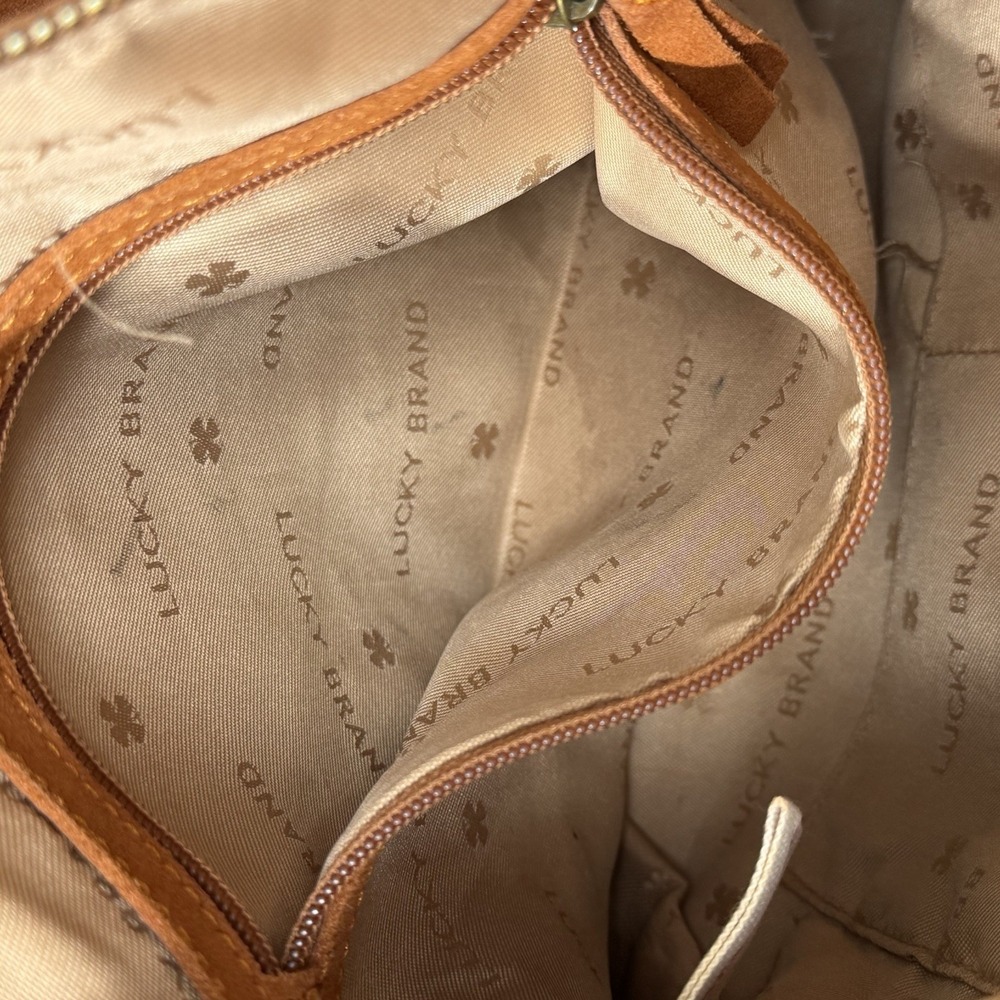 Lucky Brand Womens Brown Suede Leather Hobo Bag Tassel Purse Vintage Y2k Boho - Picture 12 of 16